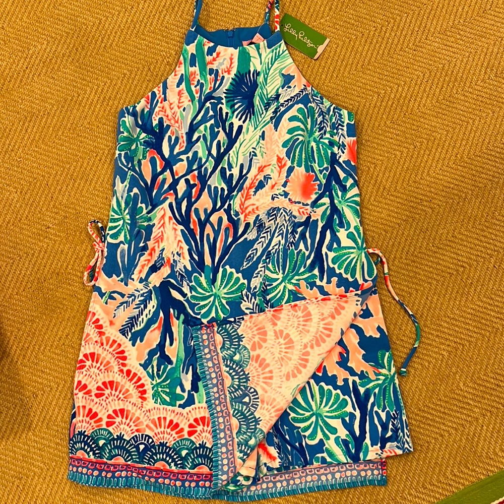 Lilly Pulitzer pearl romper, multi jetstream engineered romper